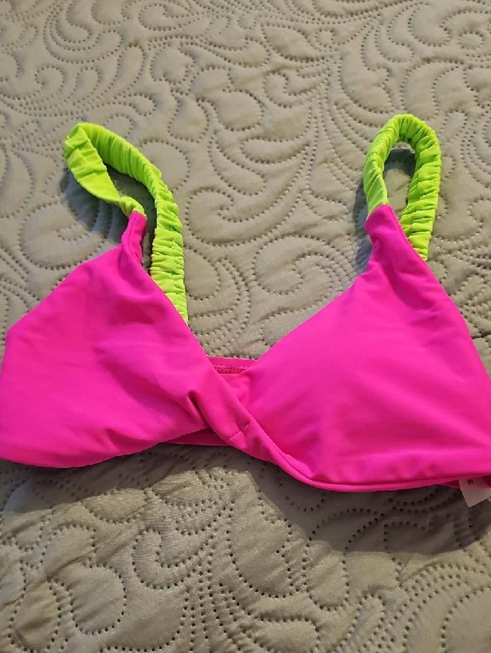 Neon Pink Bikini Set with Lime Accent